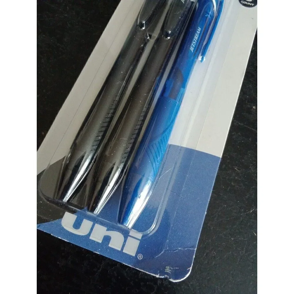UNI Ballpoint Pens 2 Black & 1 Blue Ink #90194